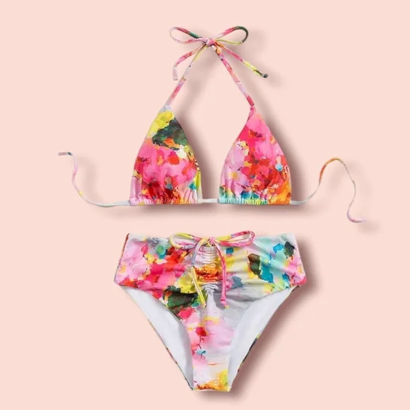 Triangle bikini swimsuit.  with front lace. Size S. - Picture 2 of 16